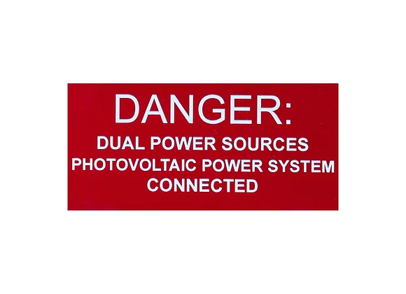 Danger placard for dual power sources