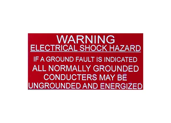 electrical shock hazard placard, ground fault