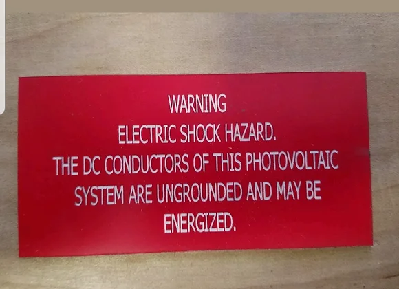 electric shock dc conductors placard